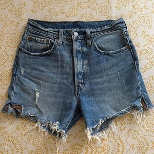 Levi's Blue Distressed Jean Shorts